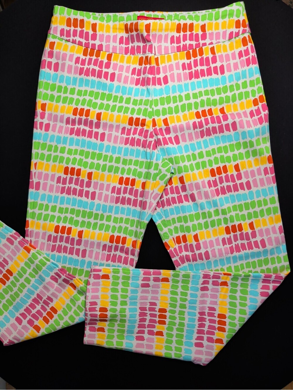 Krazy Larry Pull On Ankle Pants Multicolor Sketch Wearable Art Print Size 12
